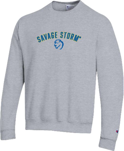 Southeastern Oklahoma State Champion Fleece Crew Arched Savage Storm with Bolt Mascot - ONLINE ONLY